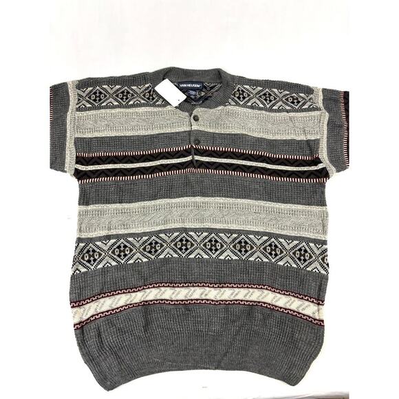 Vintage Van Heusen Sweater Mens Large Long Sleeve 1990s NEW Gray Y2K - Picture 7 of 12